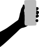 Silhouette hand holding phone vector