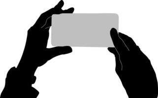 Silhouette hand holding phone vector