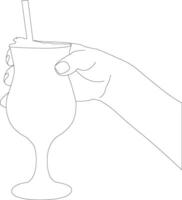 contorno mano con vaso vector