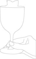 outline hand with glass vector