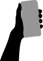 Silhouette hand holding phone vector