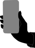 Silhouette hand holding phone vector