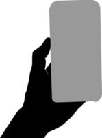 Silhouette hand holding phone vector