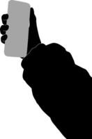 Silhouette hand holding phone vector