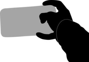 Silhouette hand holding phone vector