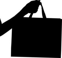 Silhouette of a woman with a shopping bag. vector