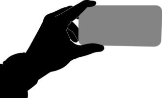 Silhouette hand holding phone vector