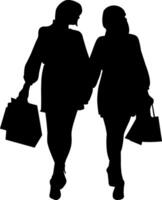 Silhouette of a woman with a shopping bag. vector