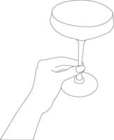 outline hand with glass vector