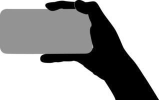 Silhouette hand holding phone vector
