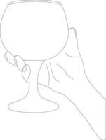 outline hand with glass vector