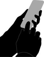 Silhouette hand holding phone vector