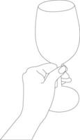 outline hand with glass vector