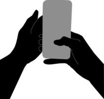 Silhouette hand holding phone vector