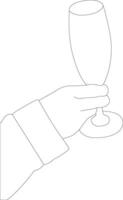 outline hand with glass vector