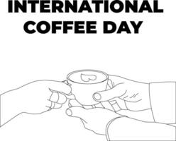 one line drawing hand holding coffee mug vector