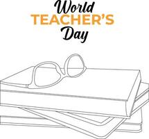 one line drawing world teacher's day vector