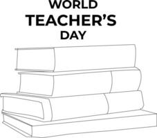 one line drawing world teacher's day vector