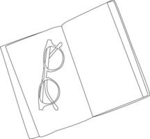 Outline a beautiful sunglass and book vector