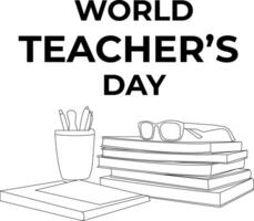 one line drawing world teacher's day vector