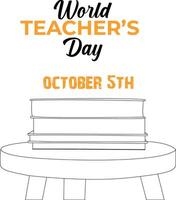 one line drawing world teacher's day vector