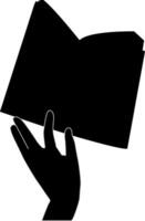 Silhouette hand holding book vector