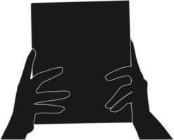 Silhouette hand holding book vector