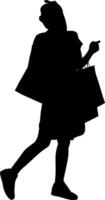 Silhouette of a woman with a shopping bag. vector