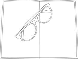 Outline a beautiful sunglass and book vector