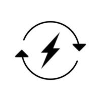 Lightning electric icon. Simple solid style. Bolt with recycling rotation arrow sign, circle, capacity, renewable energy concept. Silhouette, glyph symbol. isolated. vector