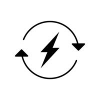 Lightning electric icon. Simple solid style. Bolt with recycling rotation arrow sign, circle, capacity, renewable energy concept. Silhouette, glyph symbol. isolated. vector