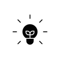 Renewable energy icon. Simple solid style. Shining electric ecology light bulb, leaf, eco, green, sustainable energy concept. Silhouette, glyph symbol. isolated. vector