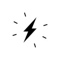 Lightning bolt icon. Simple solid style. Electricity, flash, thunder, spark, shock, light, power, thunderbolt, energy concept. Silhouette, glyph symbol. isolated. vector