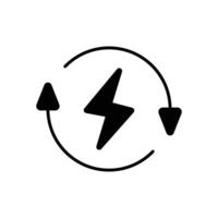 Lightning electric icon. Simple solid style. Bolt with recycling rotation arrow sign, circle, capacity, renewable energy concept. Silhouette, glyph symbol. isolated. vector