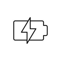 Battery charging icon. Simple outline style. Phone battery, mobile, charger, electric, power, lightning, technology, energy concept. Thin line symbol. isolated. vector