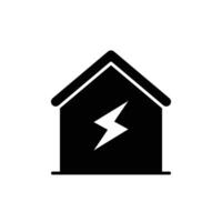 Home electrification icon. Simple solid style. House with lightning bolt, electric, construction, light, building, energy concept. Silhouette, glyph symbol. isolated. vector