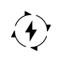 Renewable energy icon. Simple solid style. Cycle, electricity, design, arrow, circle, lightning, electrical, recycle energy concept. Silhouette, glyph symbol. isolated. vector