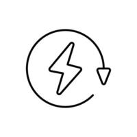 Recharge electric power icon. Simple outline style. Wattage, charger, arrow, thunder, pile, lightning, thunderbolt, energy concept. Thin line symbol. isolated. vector