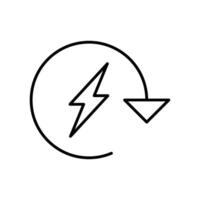 Recharge electric power icon. Simple outline style. Wattage, charger, arrow, thunder, pile, lightning, thunderbolt, energy concept. Thin line symbol. isolated. vector