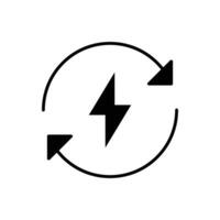 Lightning electric icon. Simple solid style. Bolt with recycling rotation arrow sign, circle, capacity, renewable energy concept. Silhouette, glyph symbol. isolated. vector