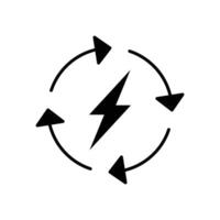 Renewable energy icon. Simple solid style. Cycle, electricity, design, arrow, circle, lightning, electrical, recycle energy concept. Silhouette, glyph symbol. isolated. vector