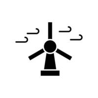 Wind turbine icon. Simple solid style. Wind power, generation, solar, plant, water, factory, electric, renewable energy concept. Silhouette, glyph symbol. isolated. vector