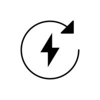 Recharge electric power icon. Simple solid style. Wattage, charger, arrow, thunder, pile, lightning, thunderbolt, energy concept. Silhouette, glyph symbol. isolated. vector