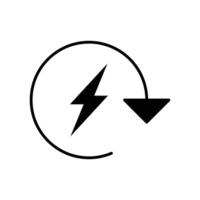 Recharge electric power icon. Simple solid style. Wattage, charger, arrow, thunder, pile, lightning, thunderbolt, energy concept. Silhouette, glyph symbol. isolated. vector