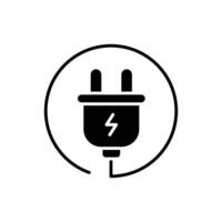 Electric plug icon. Simple solid style. Electrical socket, power, connect, cord, electro, electrician, cable, wire, energy concept. Silhouette, glyph symbol. isolated. vector