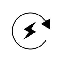 Recharge electric power icon. Simple solid style. Wattage, charger, arrow, thunder, pile, lightning, thunderbolt, energy concept. Silhouette, glyph symbol. isolated. vector