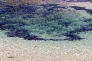 The color of water in the Mediterranean Sea in shallow water. Natural abstract background. photo