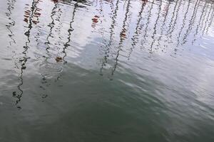 The color of water in the Mediterranean Sea in shallow water. Natural abstract background. photo