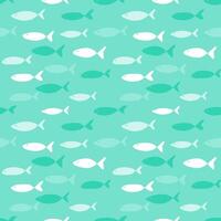 Seamless pattern with mackerel fish, mint green background. vector