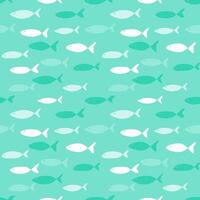 Seamless pattern with mackerel fish, mint green background. vector